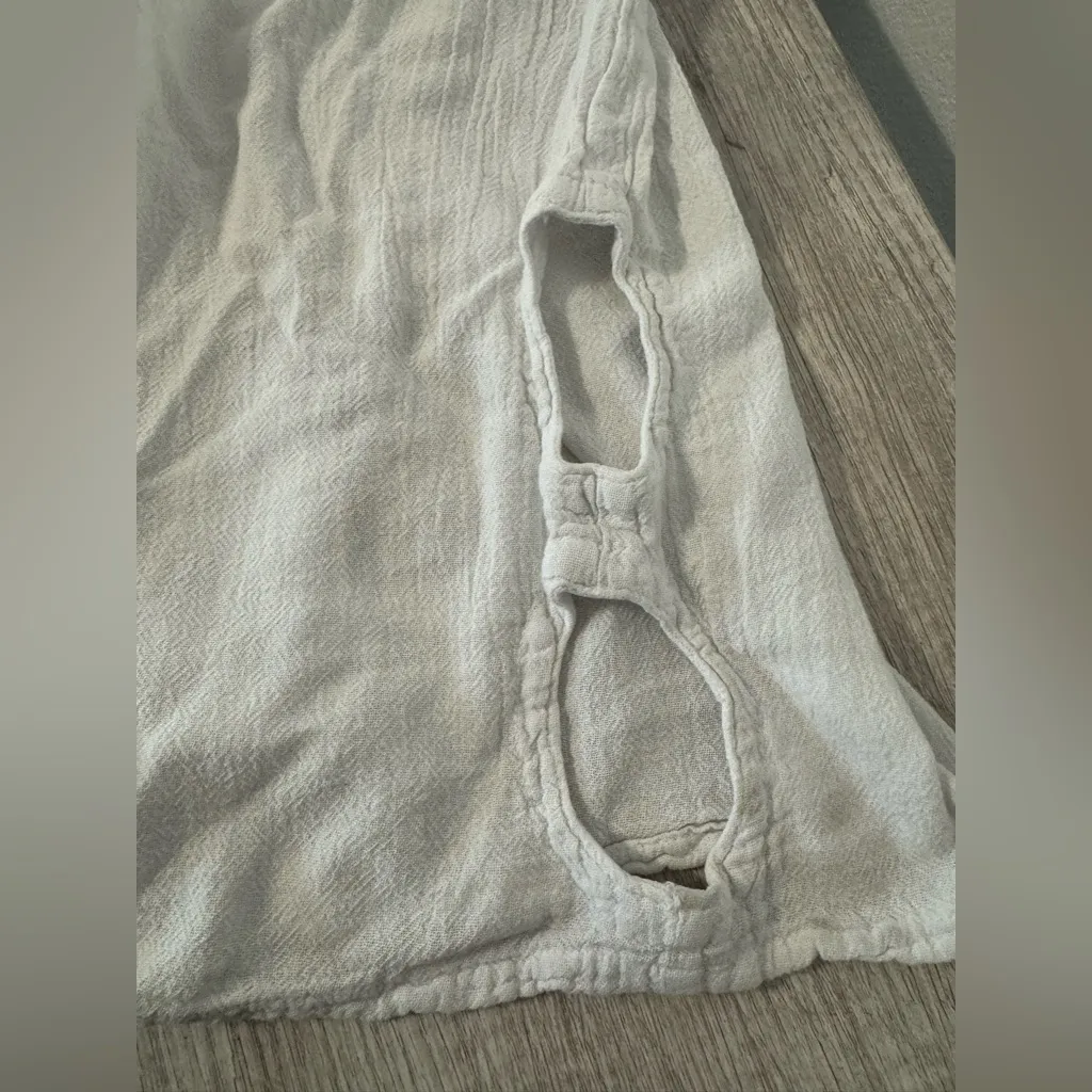 Oh My Gauze White Cropped Pants Ankle Cut Outs Relaxed Coastal Sz 2 US 12/14 Size L - Image 3