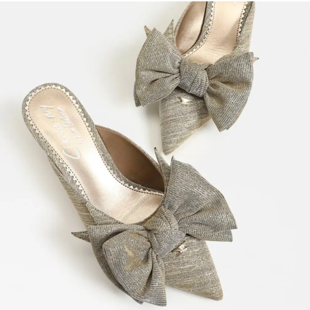 NEW Circus By Sam Edelman Fiona Bow Mule Heel Color: Soft Gold Metallic - Image 3