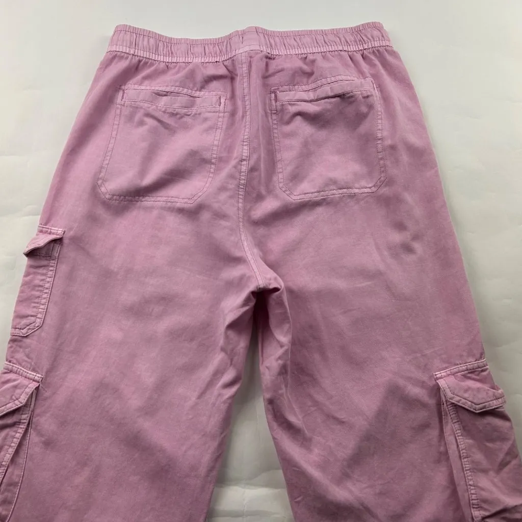 Old Navy  Pink Drapey Canvas High Rise Wide Leg Cargo Pant M - Image 7