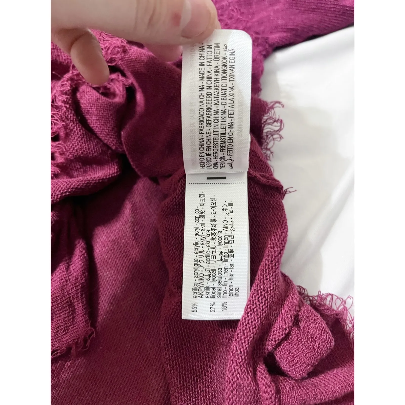 Zara Burgundy Ruffle Trim Tie Front‎ Cardigan Knit Top Womens Size M Linen Blend - Image 5