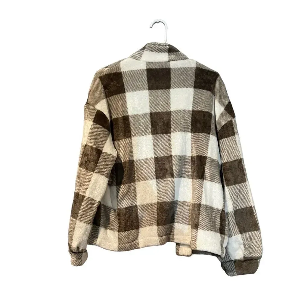 SHEIN‎ Plaid Flap Pocket Drop Shoulder Coat/Shacket Size Large - Image 4