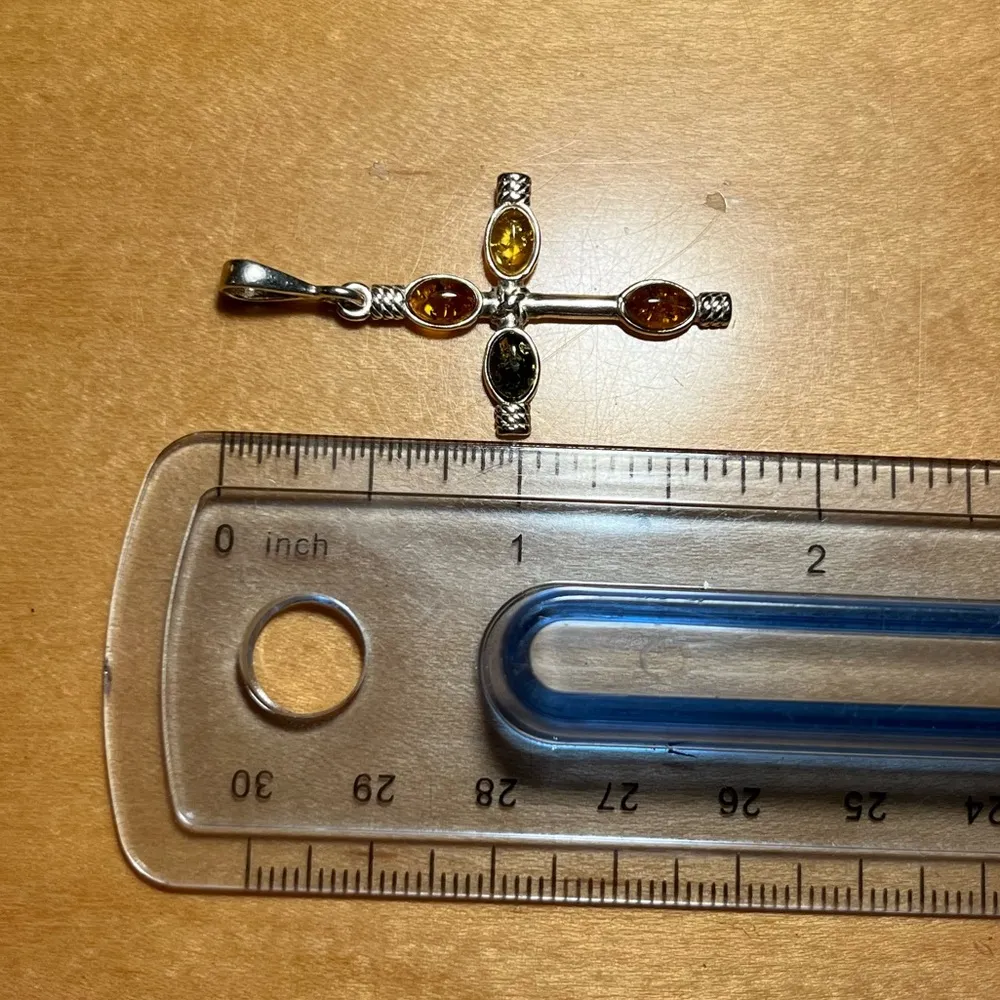 NWOT Amber 925 Sterling Silver Cross Pendant - Image 12