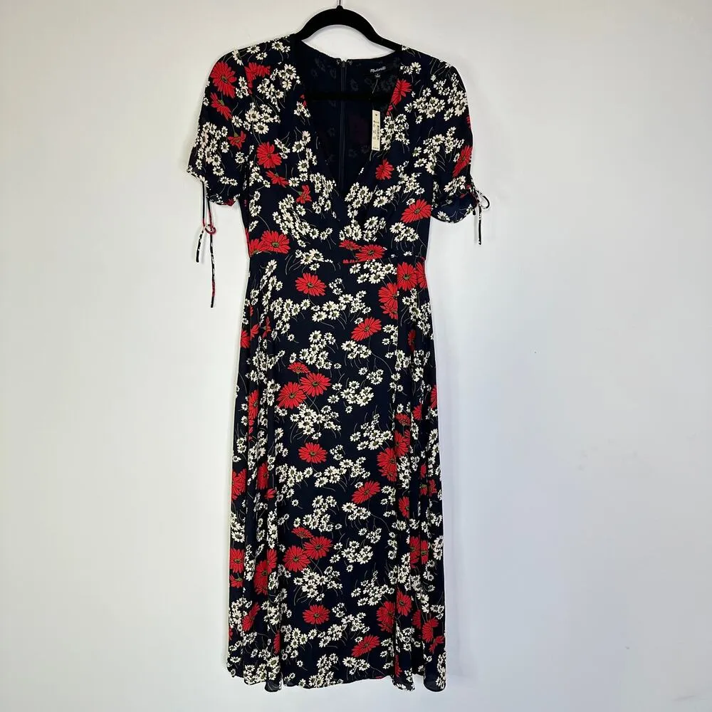 NEW Madewell Peekaboo-Sleeve Midi Dress in Hillside Daisies size 0 - Image 3