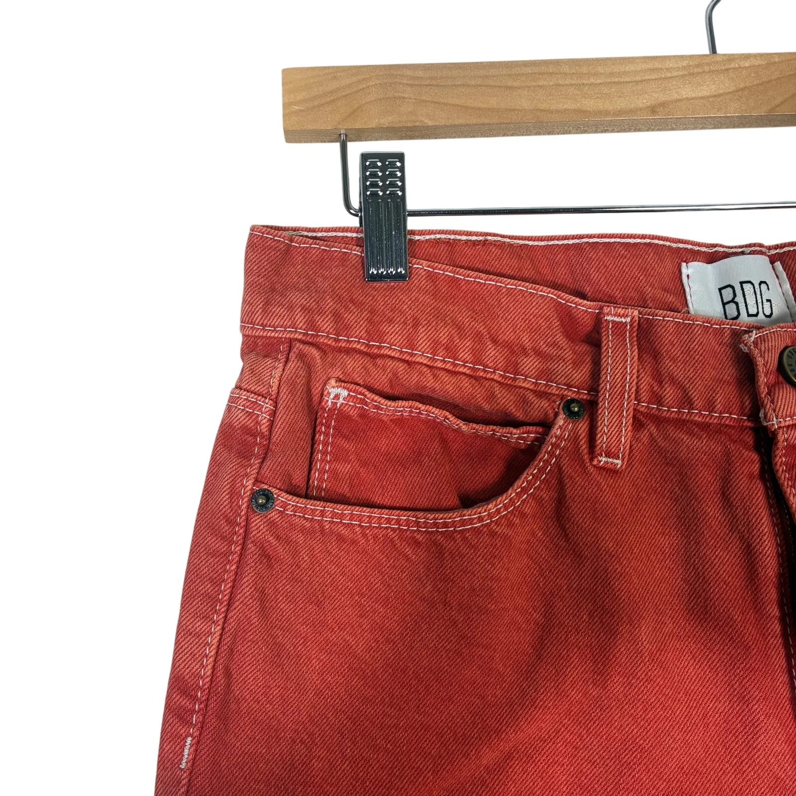 Urban Outfitters Split Hem Straight Leg Jeans Womens 28 Burnt Orange Retro Y2K - Image 4