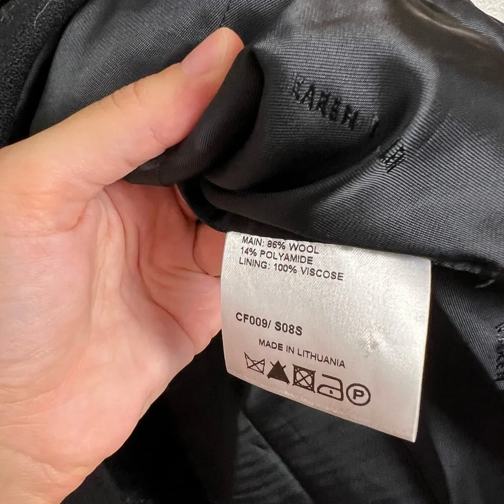 Karen Millen Black Wool Blend Single Breasted Belted Trench Coat Size 8 - Image 10