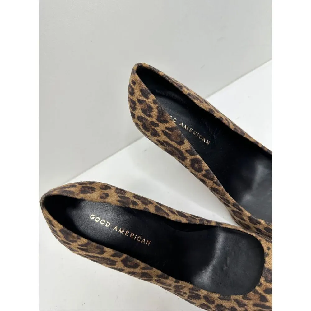 Good American Pumps Size 5.5E Leather Pointed Toe Leopard Print Slip On Heels - Image 9