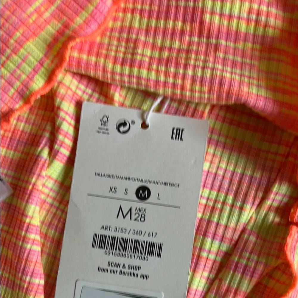 Bershka Neon Pink and Yellow Striped Top - Image 6