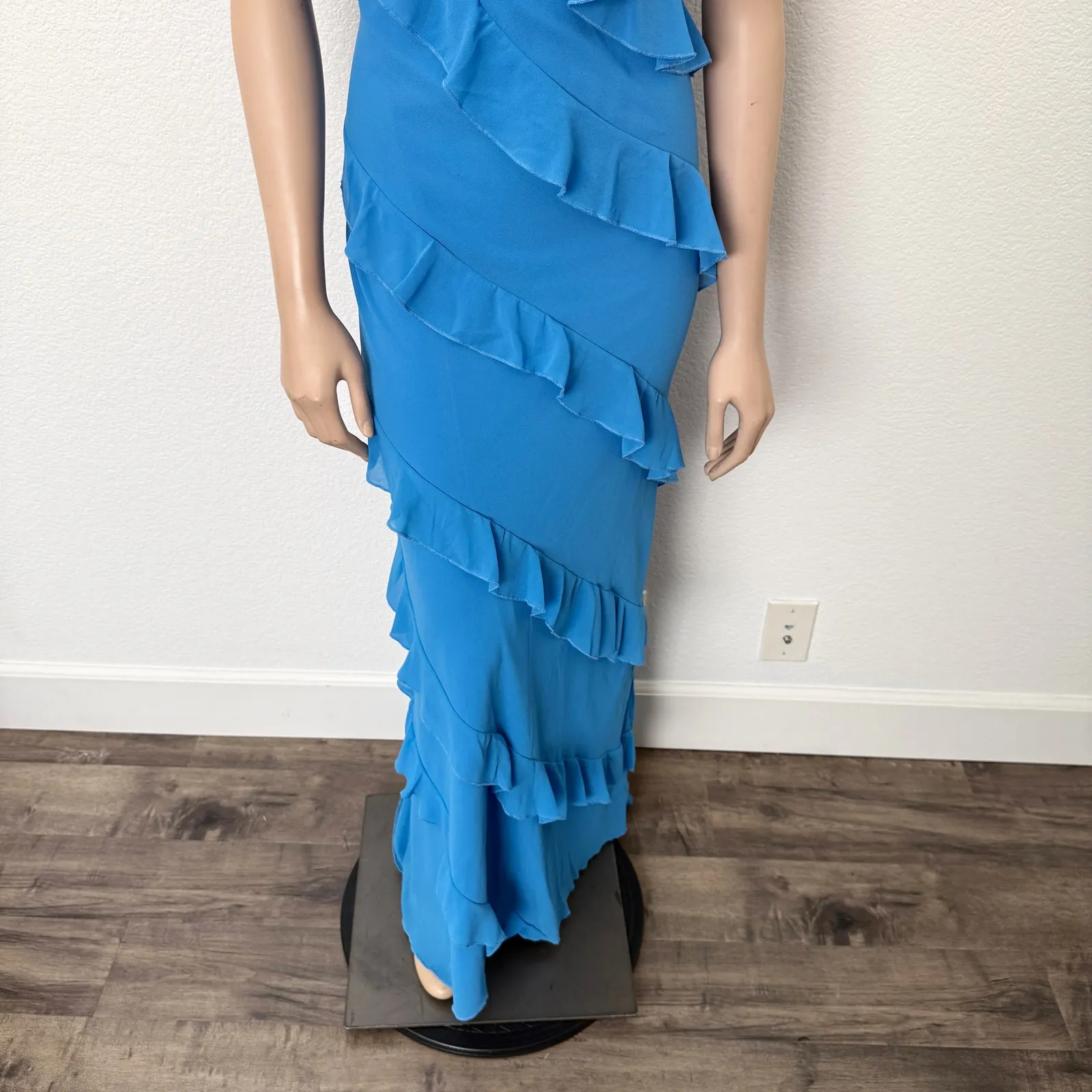 [Petal & Pup] Blue Ciao Tiered Ruffles V-Neck Maxi Dress Side Slit Wedding Sz XL - Image 7