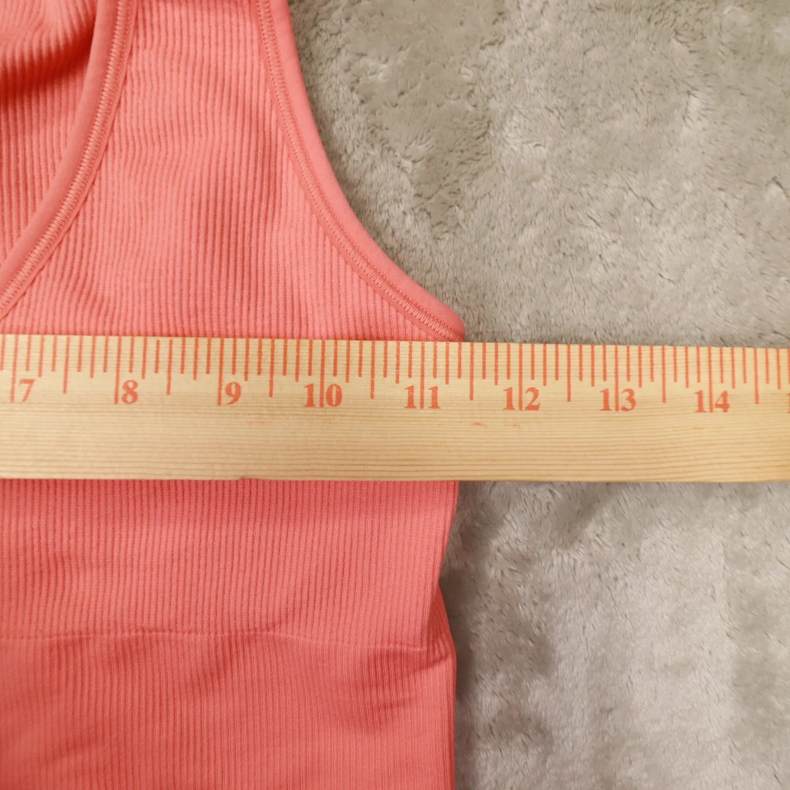 Athleta Aurora Crop Seamless Ribbed Tank Orange Sunset Glow size XS style 556403 - Image 3