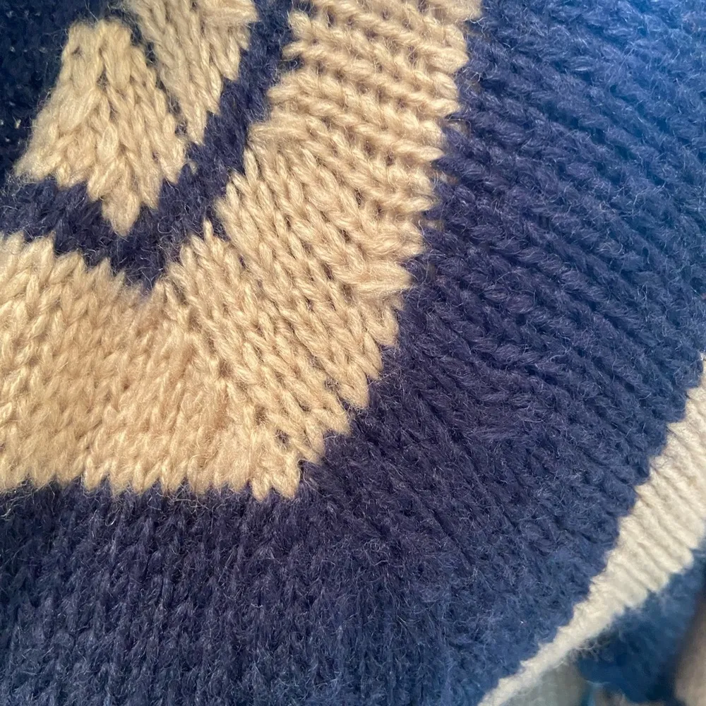 Democracy Blue/Cream Hooded Sweater size Small - Image 6