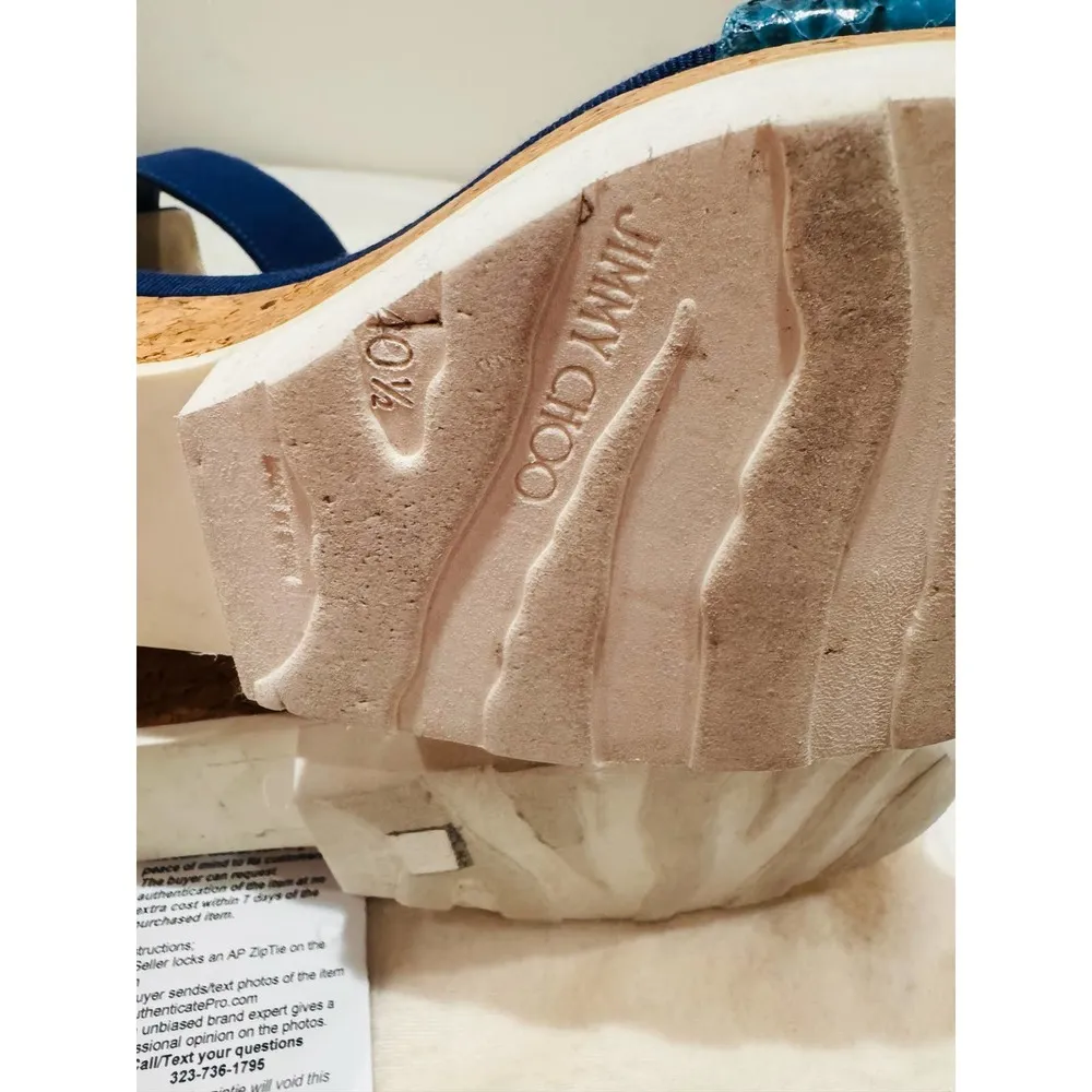 Jimmy Choo Blue Watersnake Neat Ankle Strap Platform Sandals Size 40.5 (US10.5) - Image 5