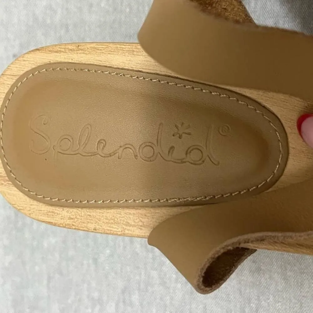 Splendid Barie Leather and Wood Clog Braided Sandals in Beige Women's sz. 7.5 - Image 4