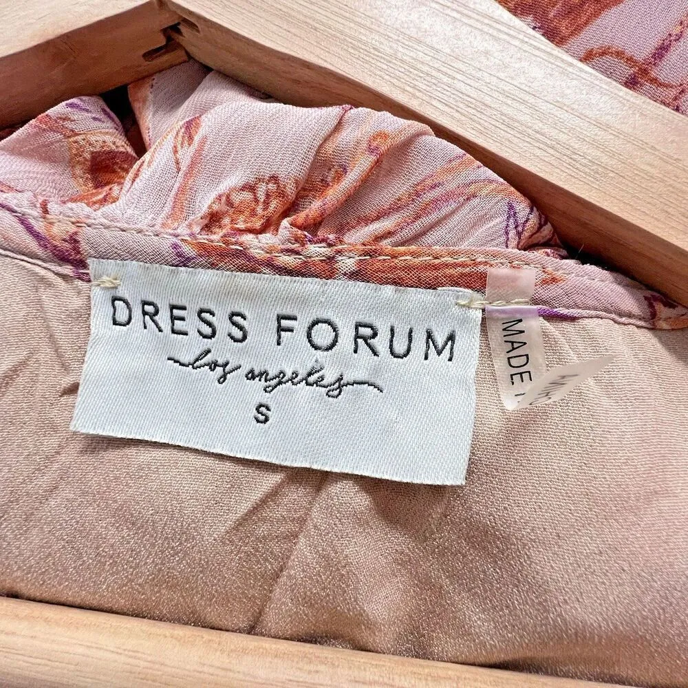 DRESS FORUM A Day In Tuscany Dress mini floral casual womens sundres tie size S Pink - Image 9