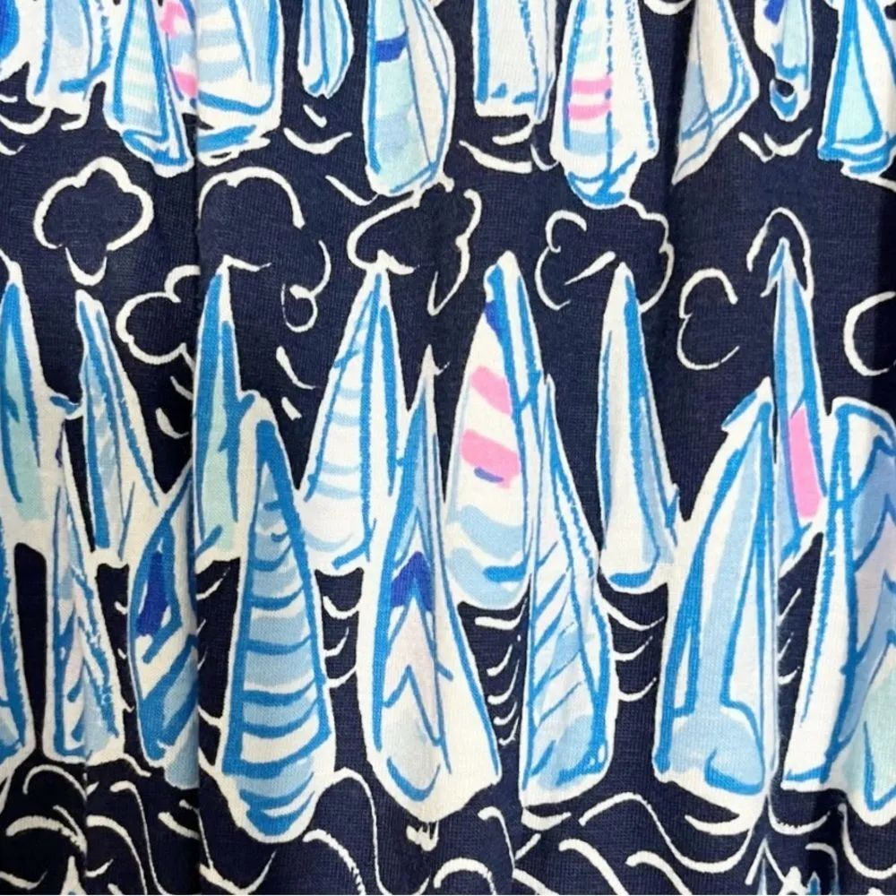 Lilly Pulitzer Loro Romper Skort Size Medium in Low Tide Navy Sails & Stripes - Image 7