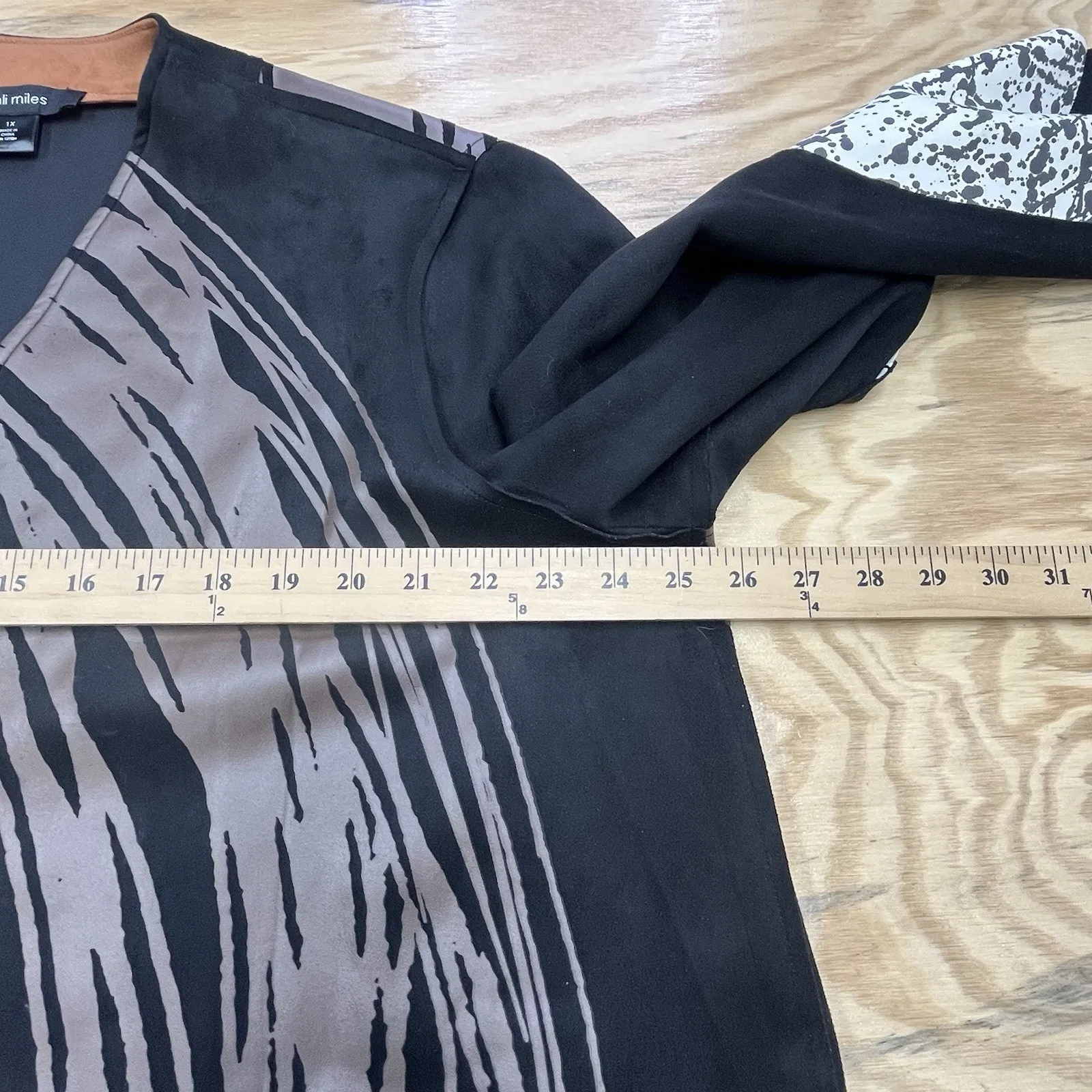 Ali Miles Boho Faux Suede Printed Jacket Womens Sz 1X Black Brown Artsy Western - Image 11