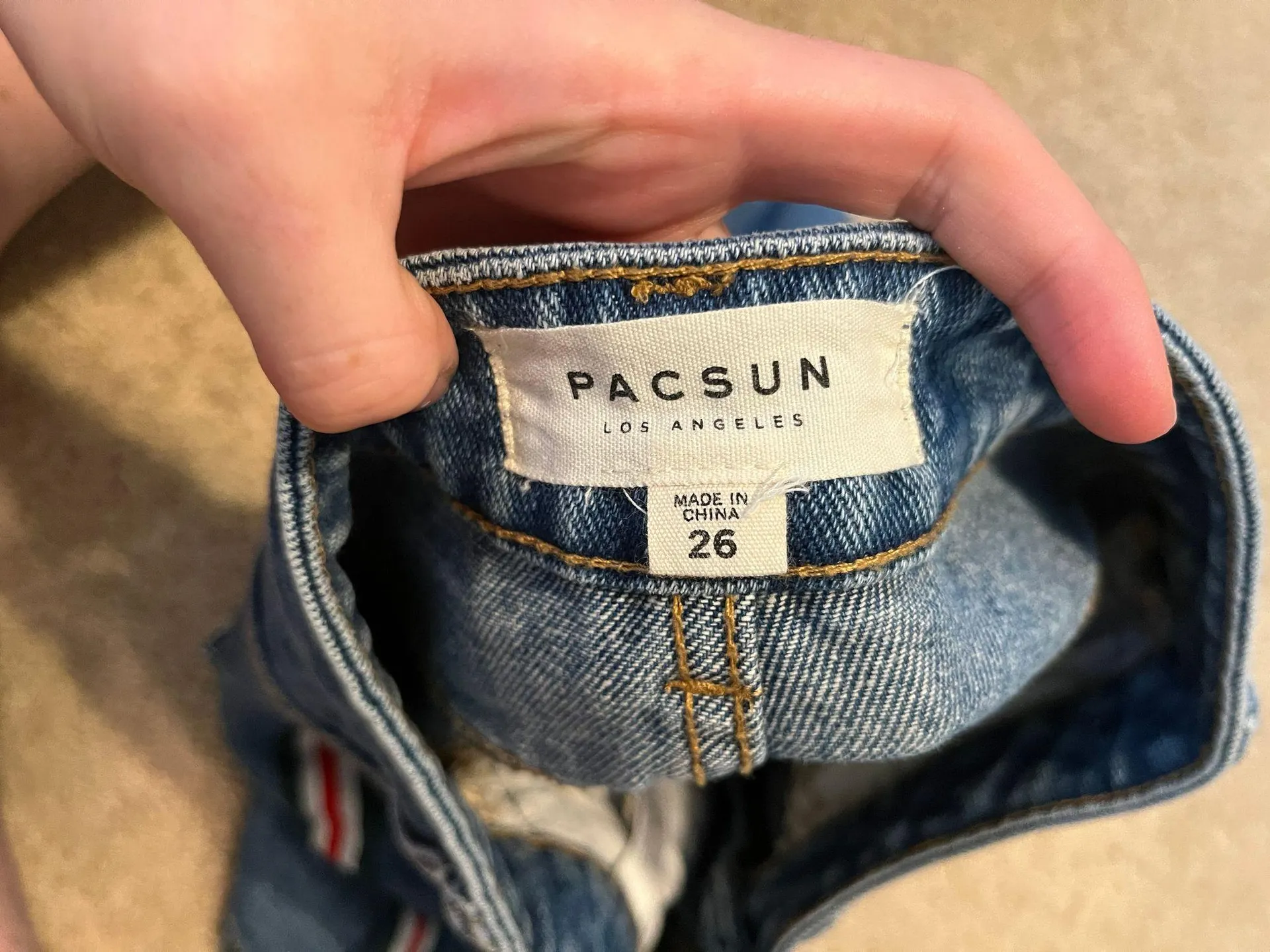 Denim mini skirt with sporty white , green and red side stripe never worn - Image 4