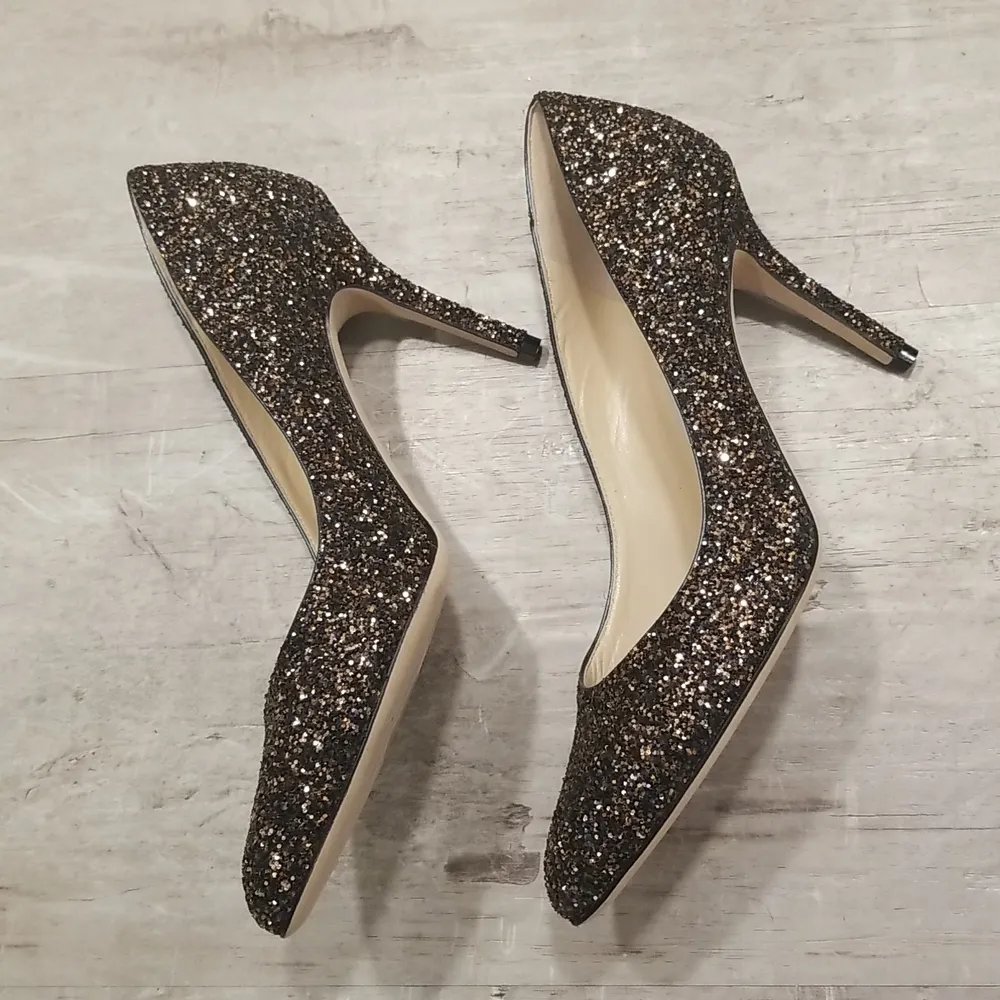 💕JIMMY CHOO💕 Gilbert Pumps ~ Black Glitter EU 40 New Without Box - Image 8
