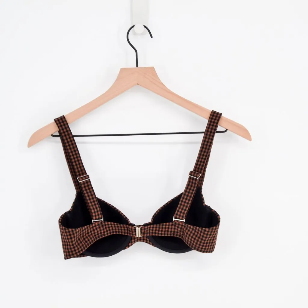 Pale Swimwear Cleo Two Piece Bikini Bottom Gingham Check Cocoa Brown Women's S - Image 5