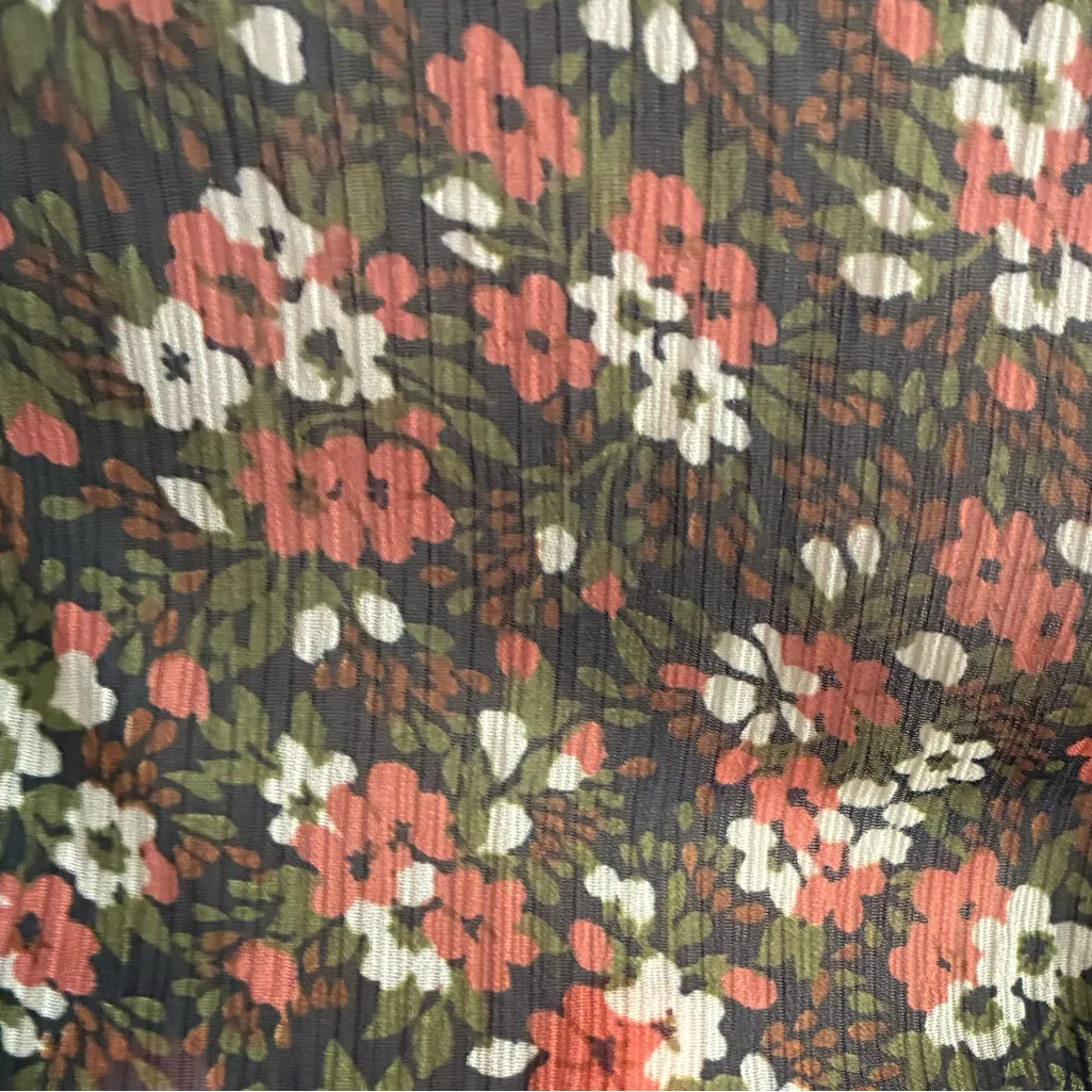 Zara Sheer Beaded Floral Ruffled Top Blouse M - Image 14