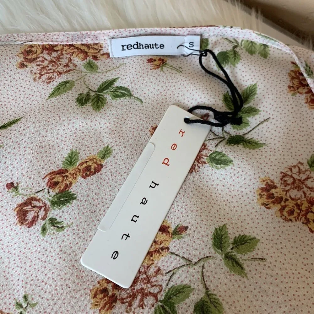 Red Haute Floral Billie Sleeve Wrap Top Size Small - Image 3