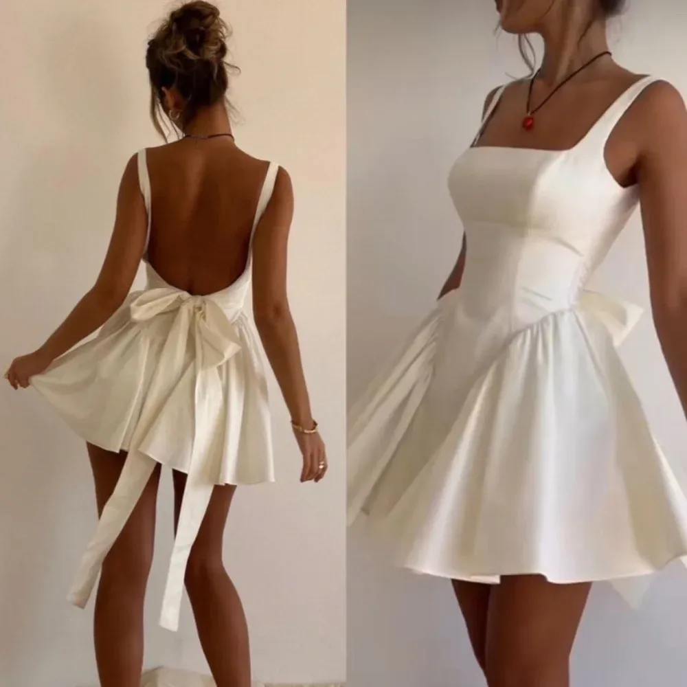 HOUSE OF CB 'Florianne' Ivory Bow Mini Dress NWOT size M A-C regular length - Image 2