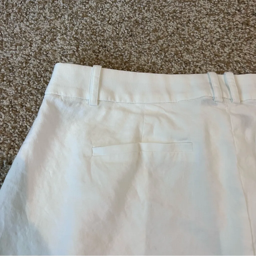 J. Crew White Linen Blend Pants High Rise Wide Leg Size 10 - Image 8