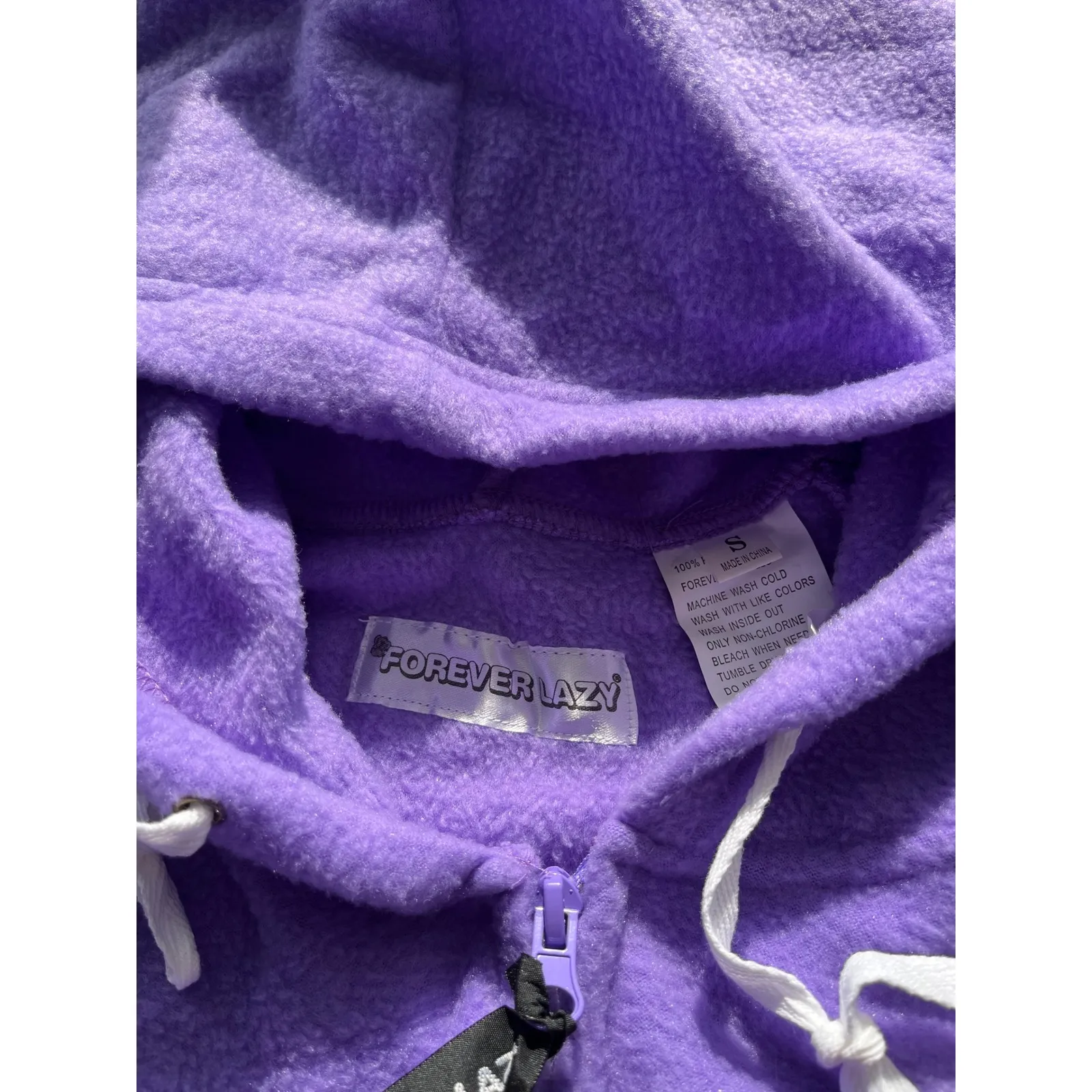 Forever‎ Lazy Onesie Adult S Purple Hooded Footed Pajamas Jumpsuit Loungewear - Image 4