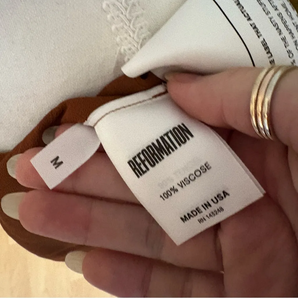 REFORMATION Brown Ruffle Penny Bodysuit‎ Size Medium - Image 6