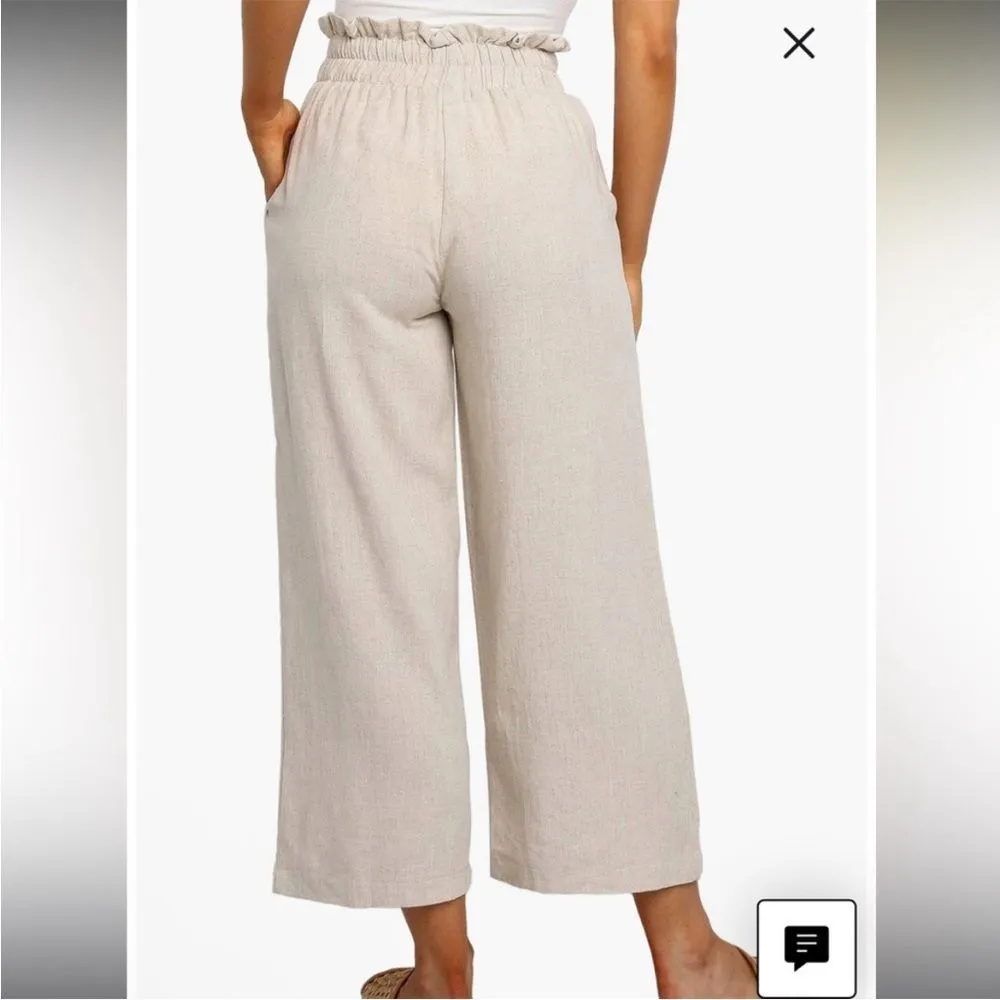 Petal and Pup Hawthorne Linen Blend Wide Leg Crop Pants size 6 - Image 4