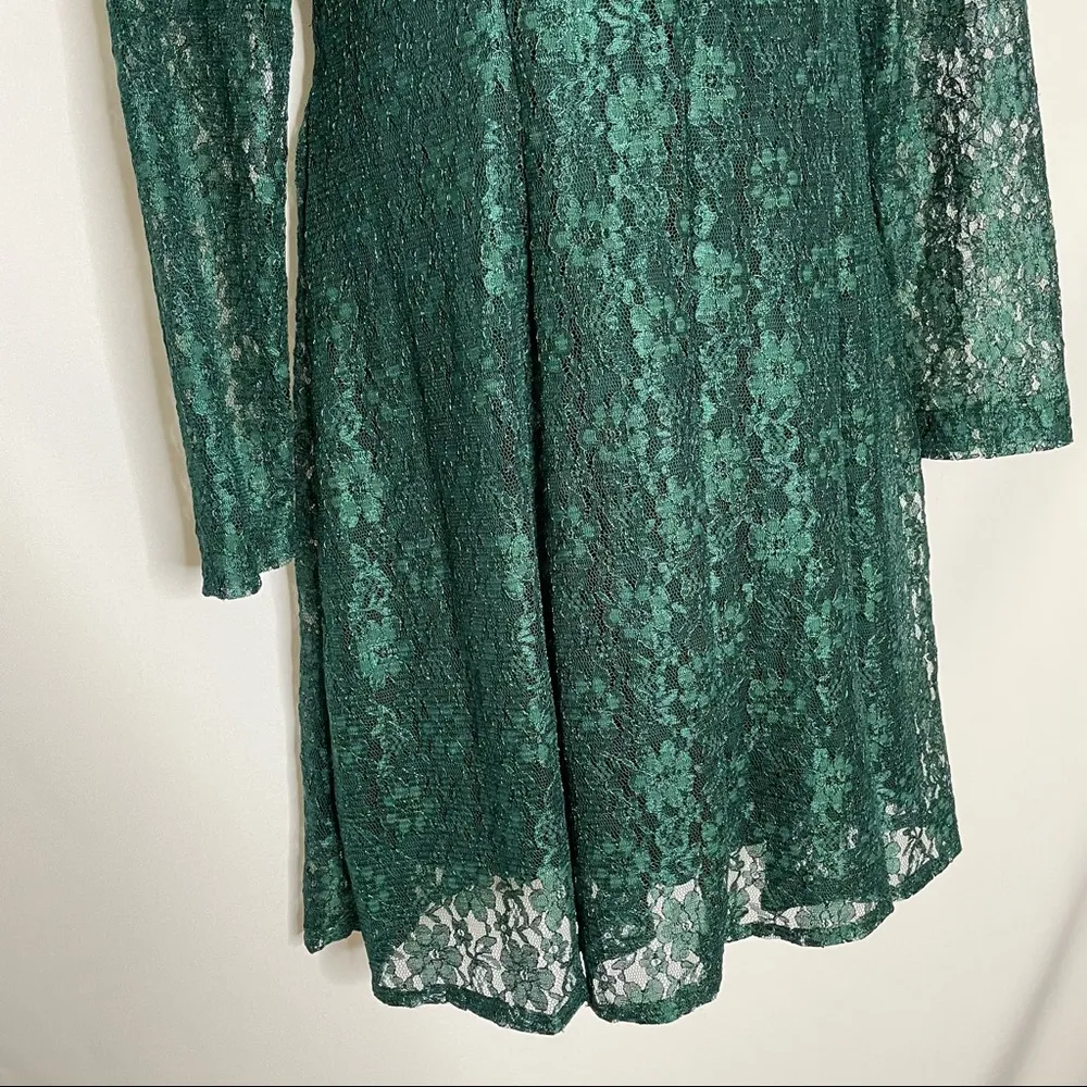 Vintage Green Lace Skater Dress Keyhole Long - Image 11