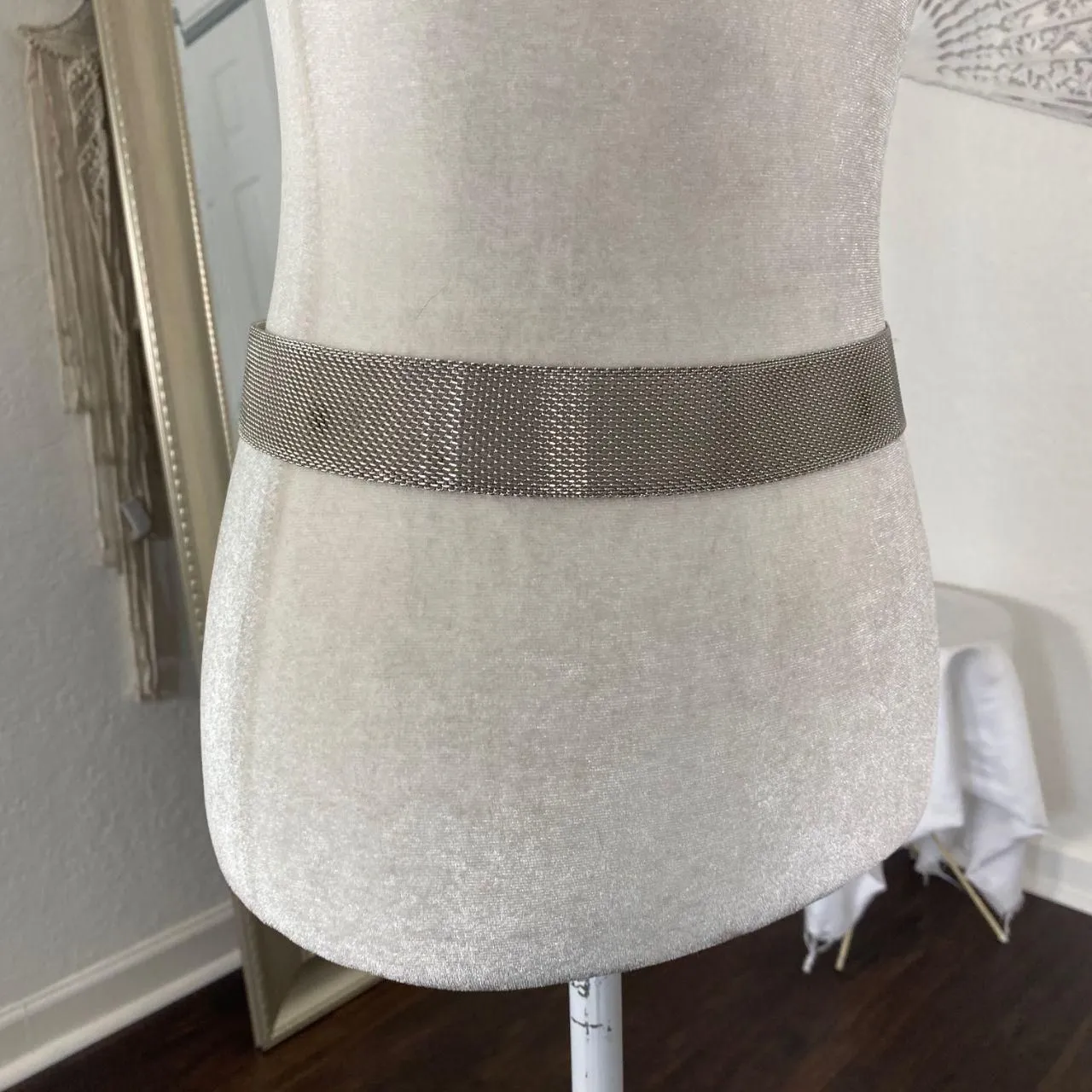 Early 2000's Chunky Silver Mesh Metal Waist Belt 26 - Image 5