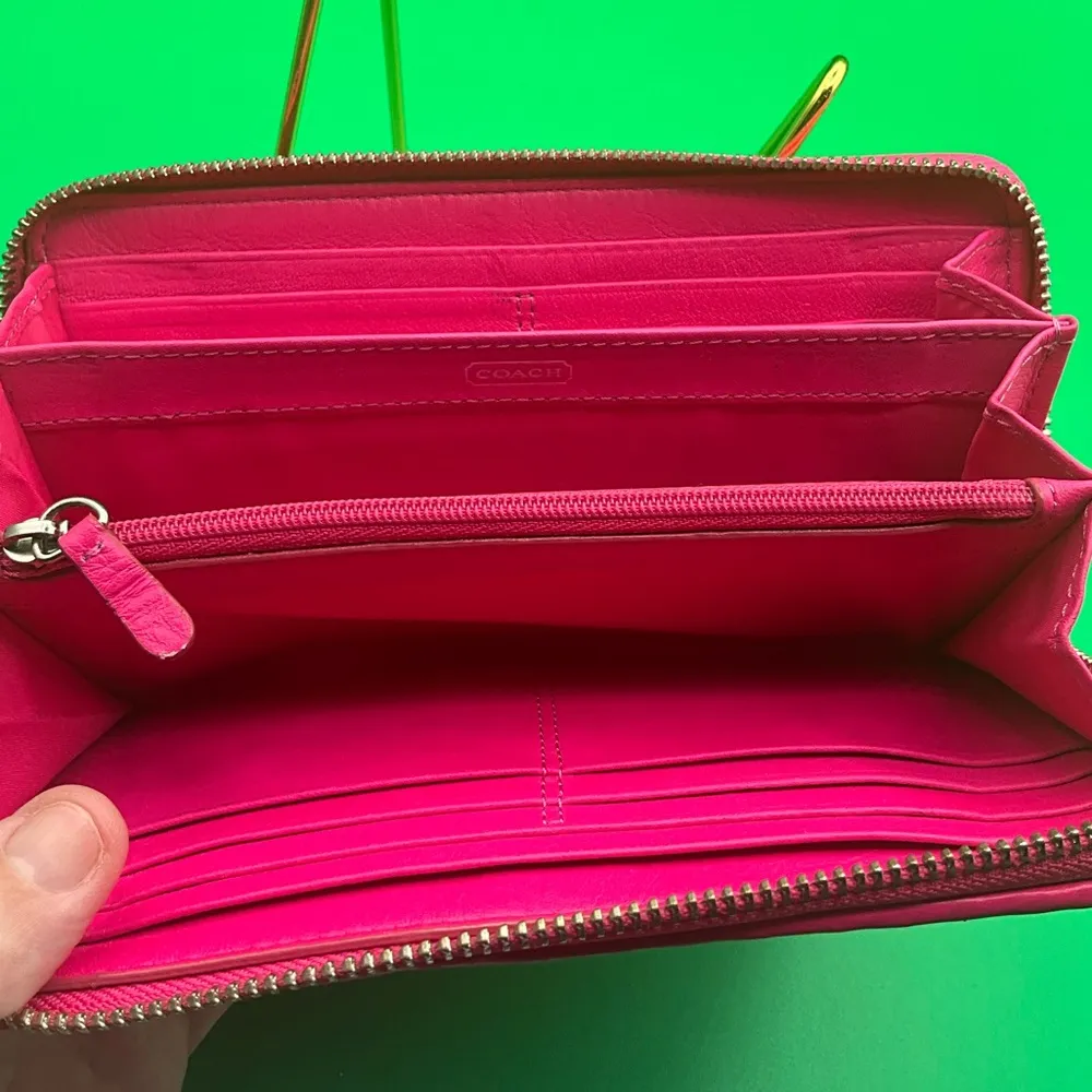 A Pink Coach Madison Gathered Leather Accordion Zip Around Wallet - Image 5