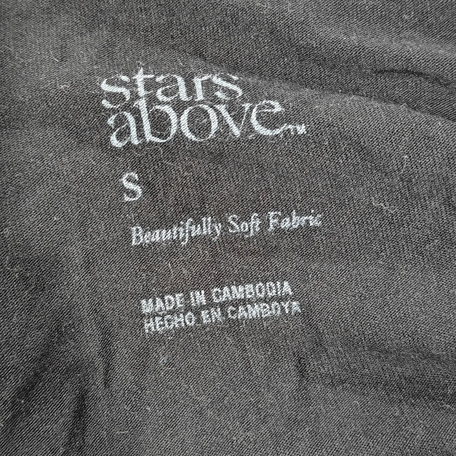 Stars Above Super-Soft Modal Basic Sleep Shirt Black Piping Detail Button Small - Image 2