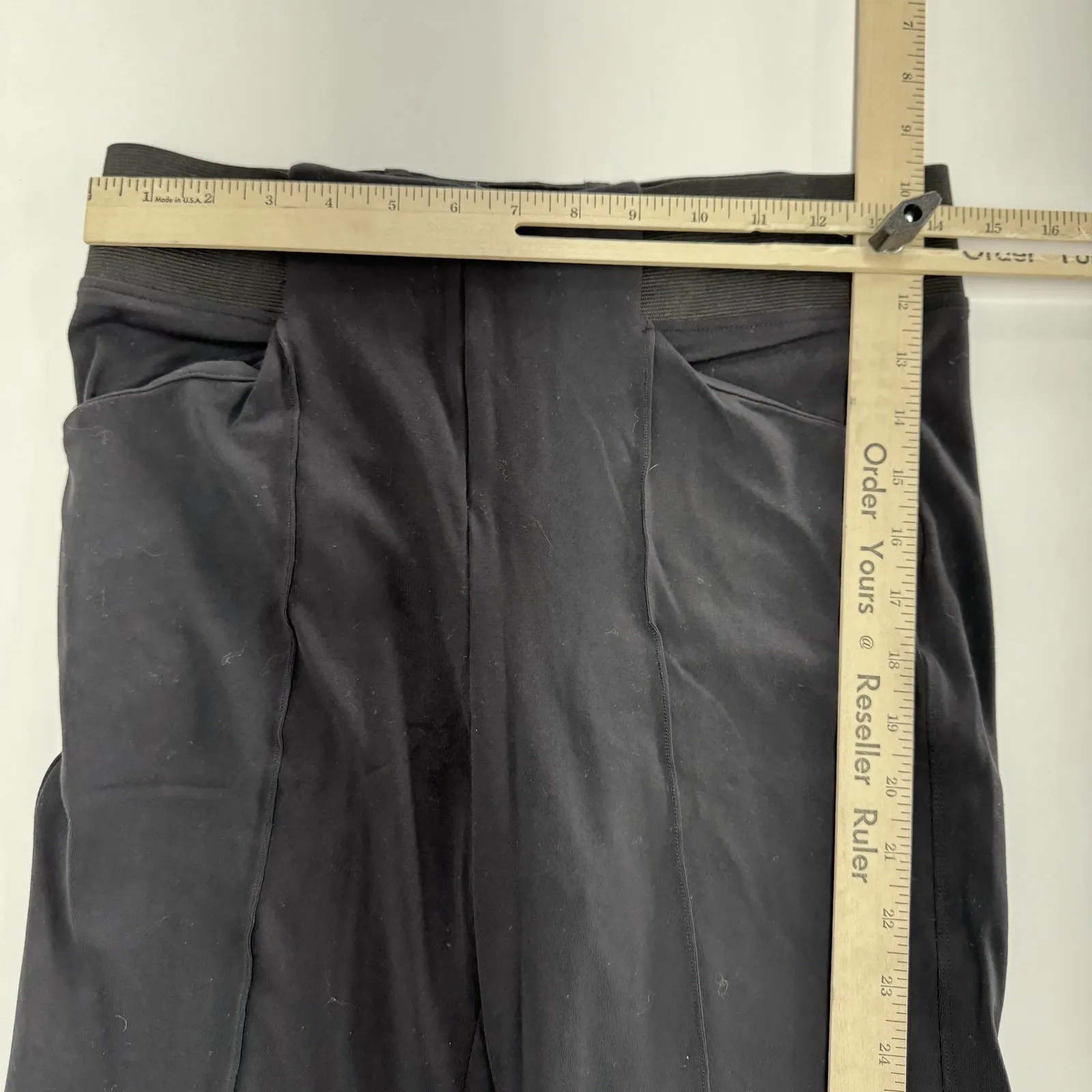 Soft Surroundings Pants Womens Small Black Knit Flare Leg Pockets Seamed Front - Image 5