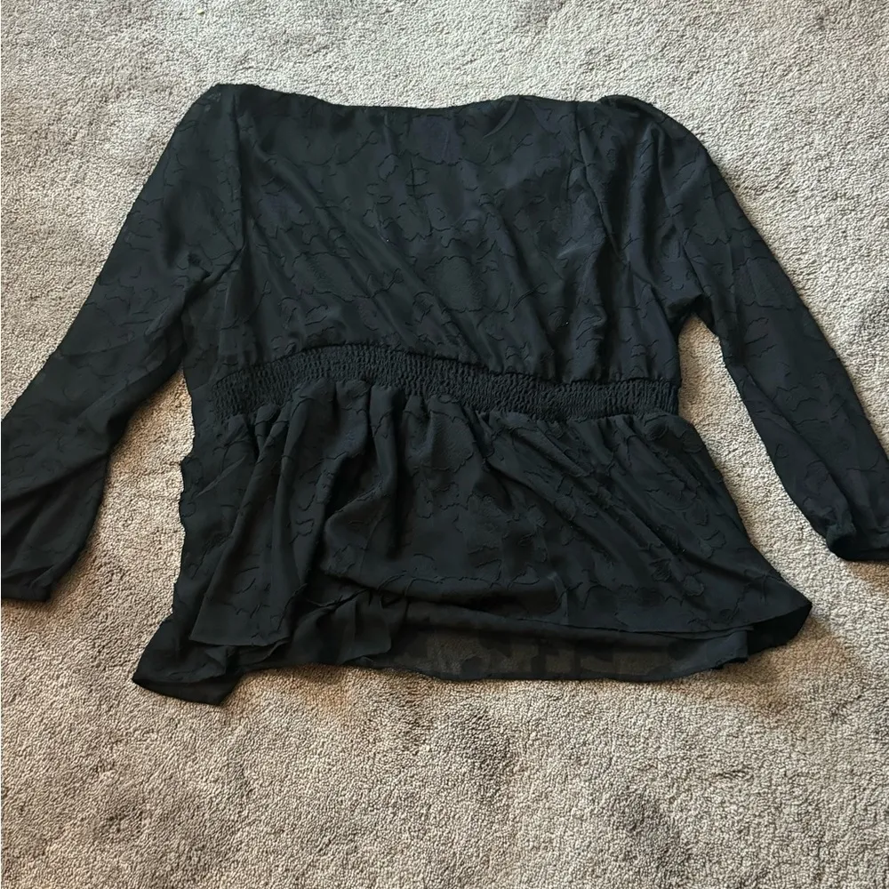 Torrid Peplum Chiffon Clip Floral Blouson Sleeve Top SIZE 3 - Image 8