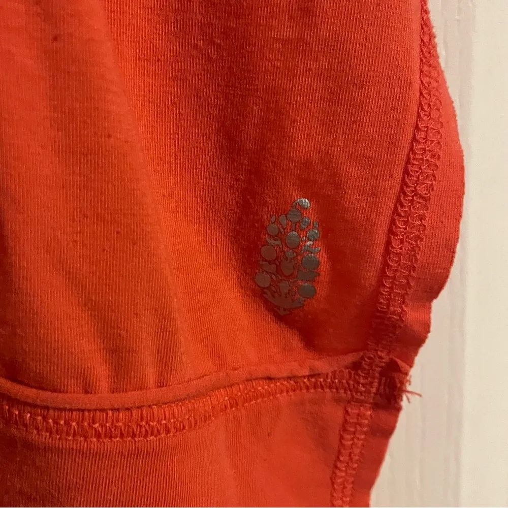 Free People FP Movement Orange Asymmetrical Sleeveless Hooded Muscle Tee XS - Image 3