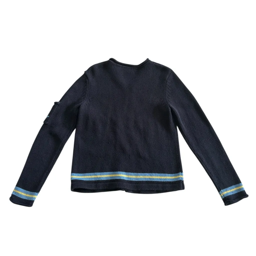 Crazy Horse Heavy Sweater Blue Knit Nautical Anchor Full Zip Coastal retro SizeM Size XL - Image 7