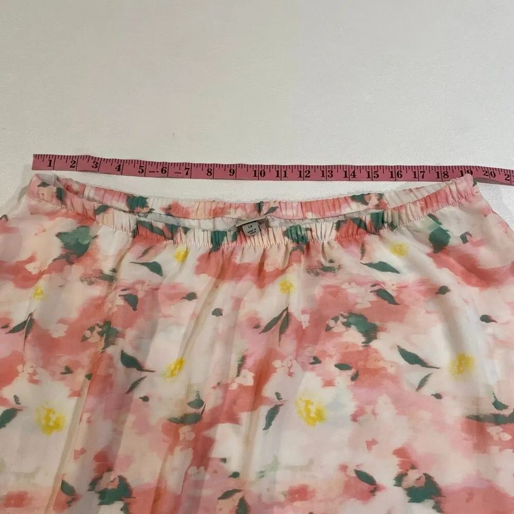 A New Day Floral Watercolor Midi Skirt Size 1X Pink White Spring - Image 4
