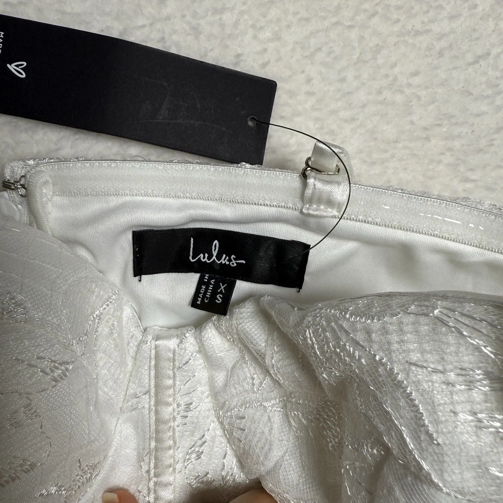 Lulus Little White Dress Size XS Embroidered Strapless Tulle Mini Bridal - Image 3