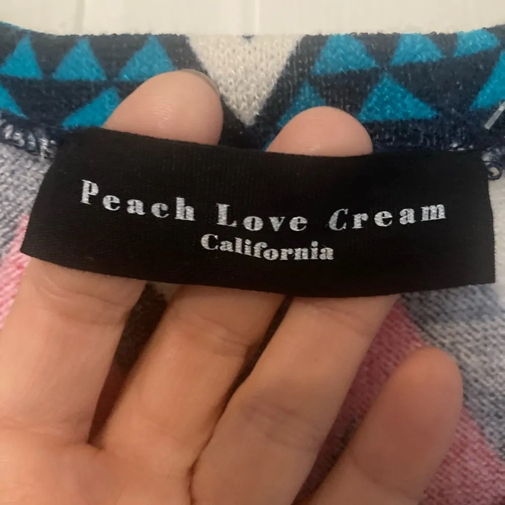 PEACH LOVE CREAM CALIFORNIA Chevron Dress Blue Pink Black White Size M - Image 8