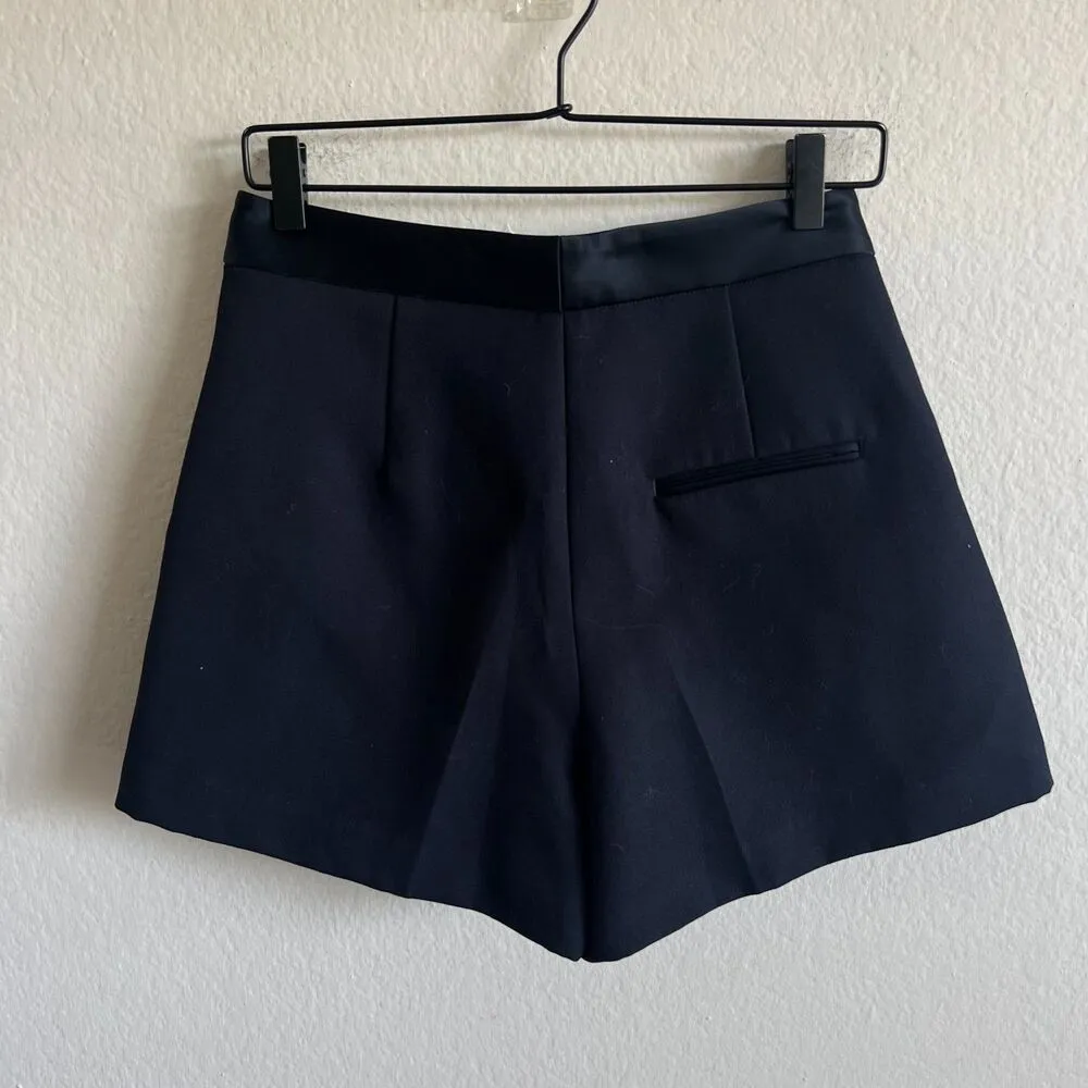 3.1 PHILLIP LIM Navy Blue Wool High Rise Pleated Tuxedo Shorts Womens 0 XS - Image 2