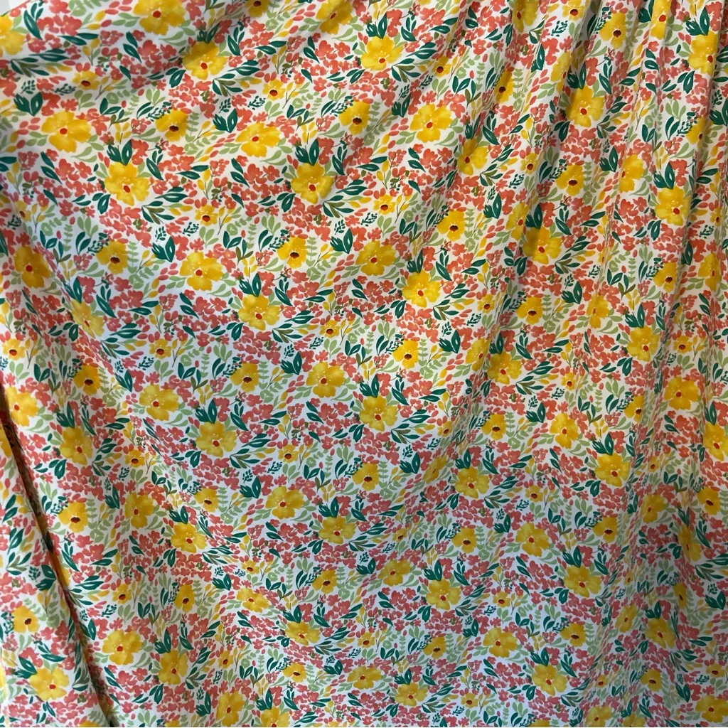 Melloday Yellow Floral Floral Smocked Bodice Midi Dress Women's M - Image 5