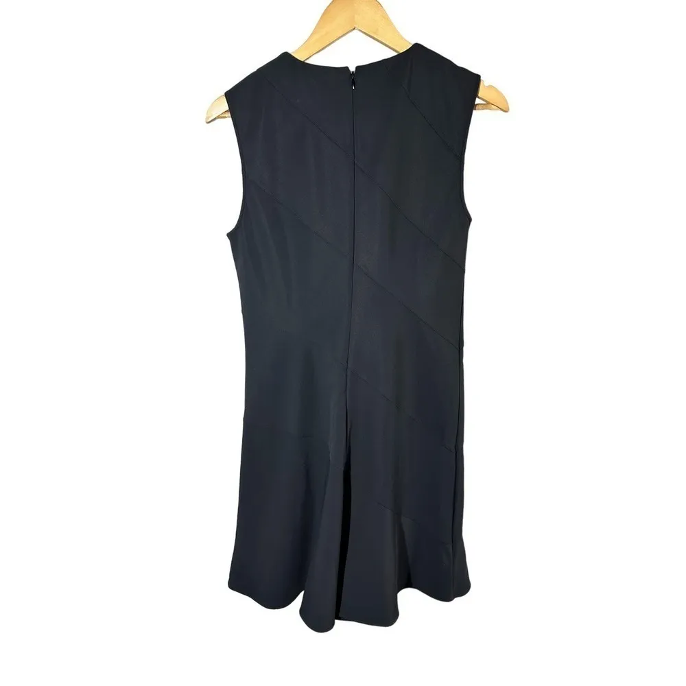 Theory Diagonal Flare Mini Dress Precision Ponte In Black Size 8 - Image 3