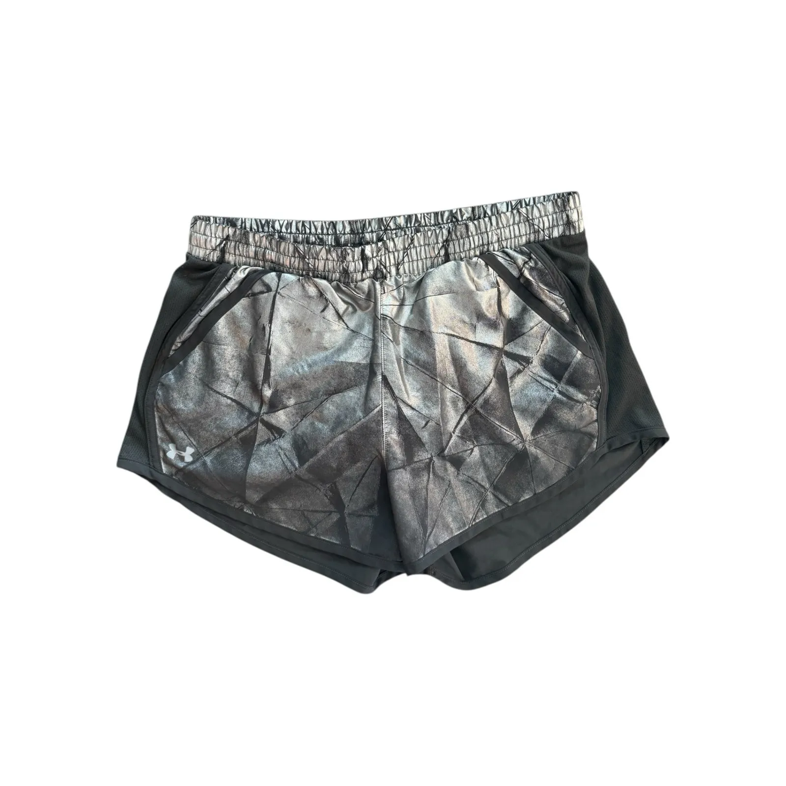 Under Armour Metallic HeatGear Running Shorts M Silver Black - Image 2