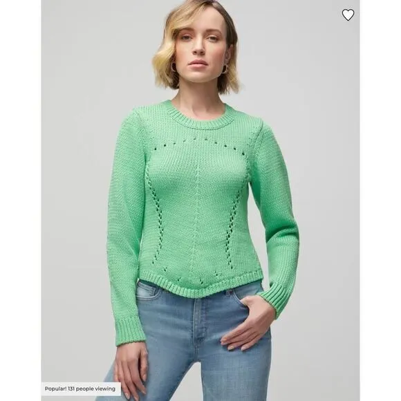 New!  White House Black Market Long Sleeve Pointelle‎ Detail Pullover, size L - Image 3