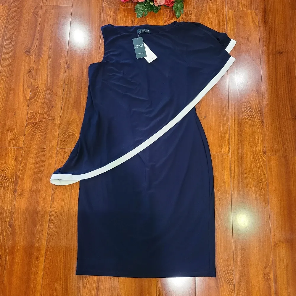 Ralph Lauren Asymmetrical Overlay Dress Size 8 🎀 - Image 4