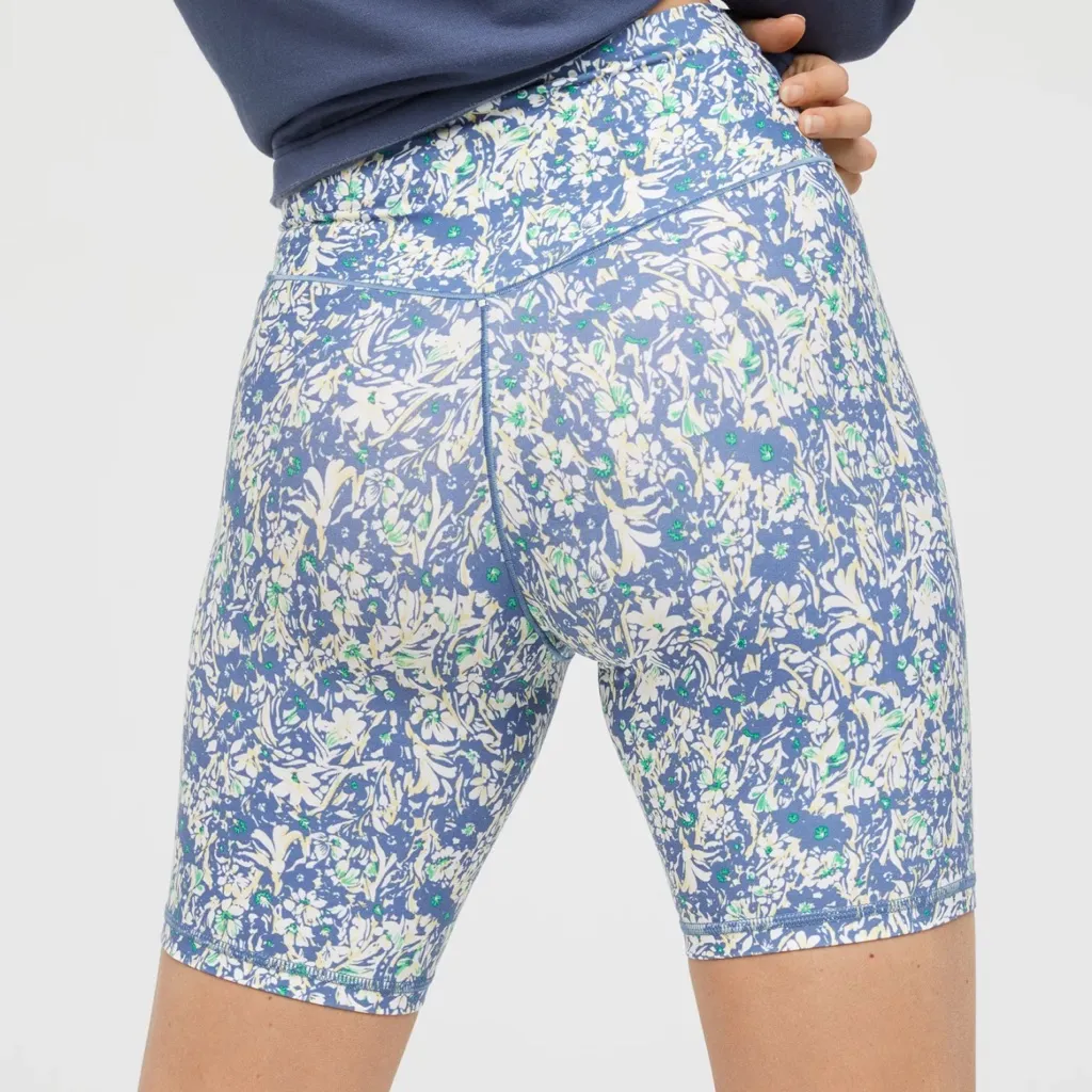 Offline Aerie‎ Floral Crossover High Waist Bike Shorts Blue Small 7 Inch - Image 6