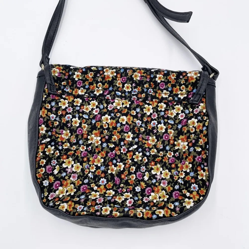 MNG By Mango Black Ditsy Floral Corduroy Shoulder Bag & Wallet Retro 90s Grunge - Image 5
