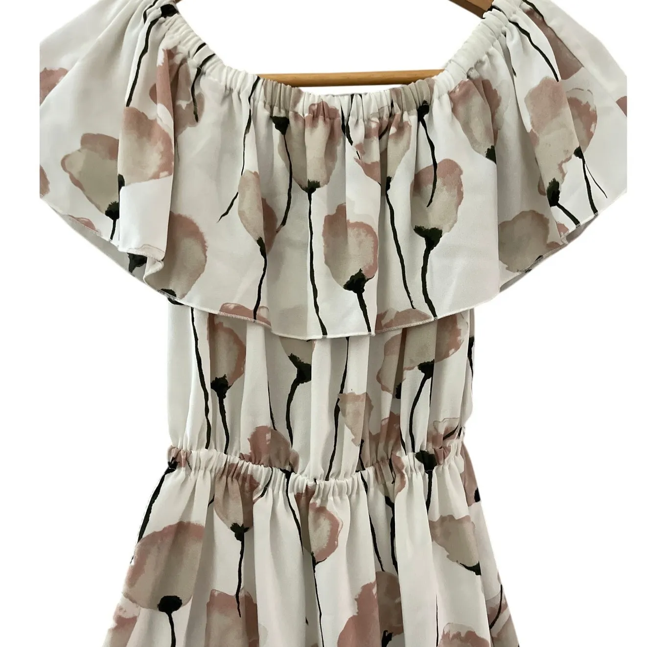 Aritzia‎ Wilfred Off-The-Shoulder Hosta Dress in Oak/Prima Floral Size XXS - Image 3