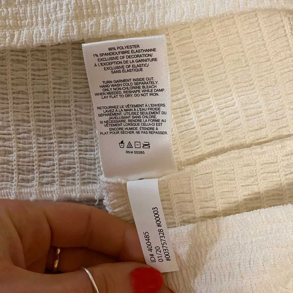 Express Smocked Ruffled V-Neck Lace Trim Sparkle Top - Image 4